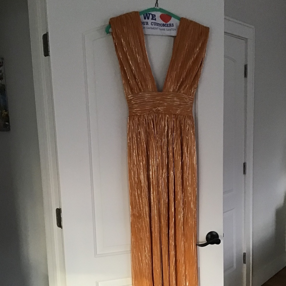 Sabina Musayev Gold Maxi Sleevless Dress Size XS